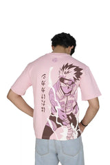Kapda Kulture pink puff print oversized t shirt for men India anime graphic back design