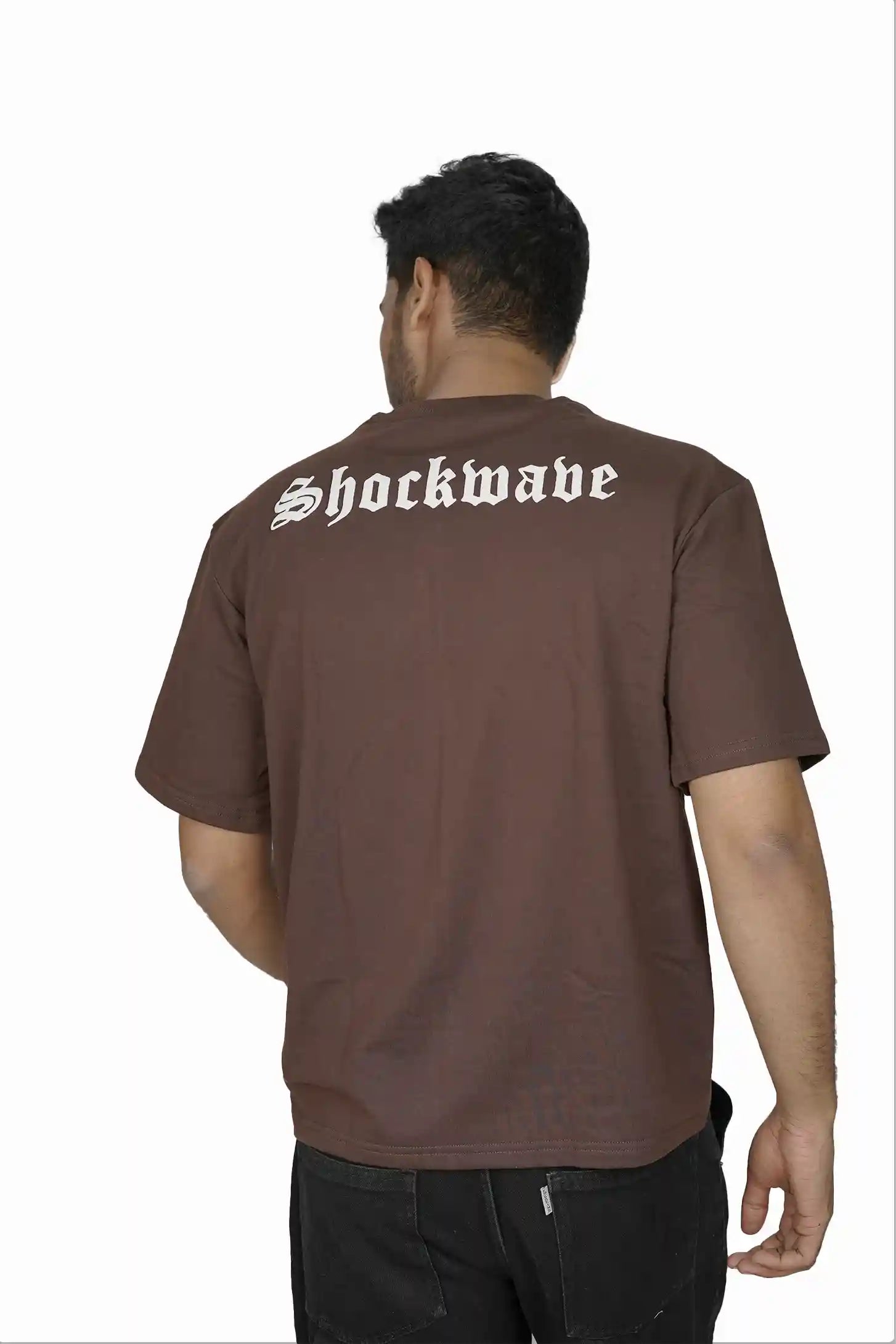 Kapda Kulture brown puff print oversized t shirt for men India Fury back print