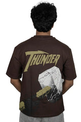 Kapda Kulture brown puff print oversized t shirt for men India Thor graphic back design