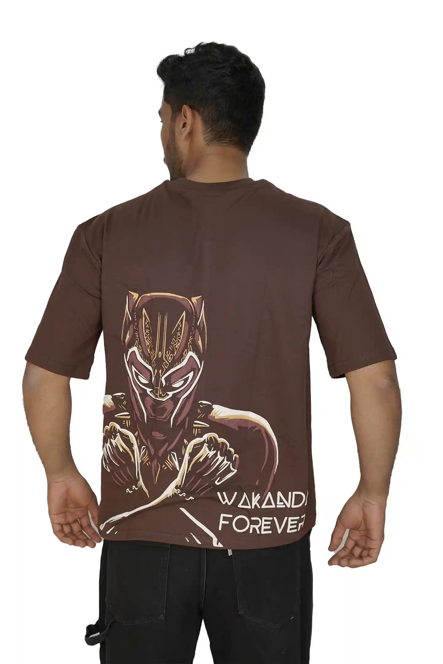 Kapda Kulture brown oversized t shirt puff print panther graphic back design streetwear