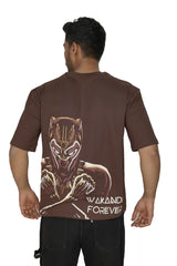 Kapda Kulture brown oversized t shirt puff print panther graphic back design streetwear
