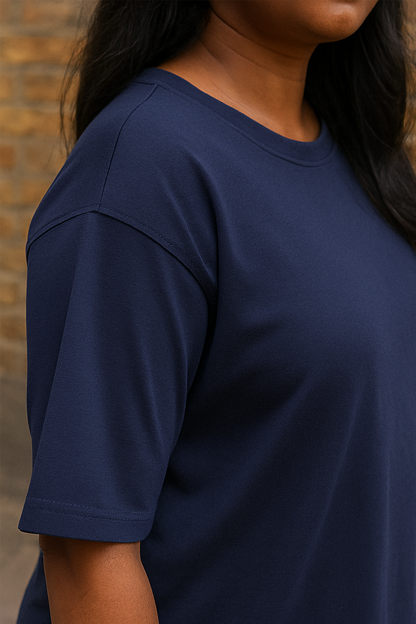 Navy Blue Women Plain T-Shirt