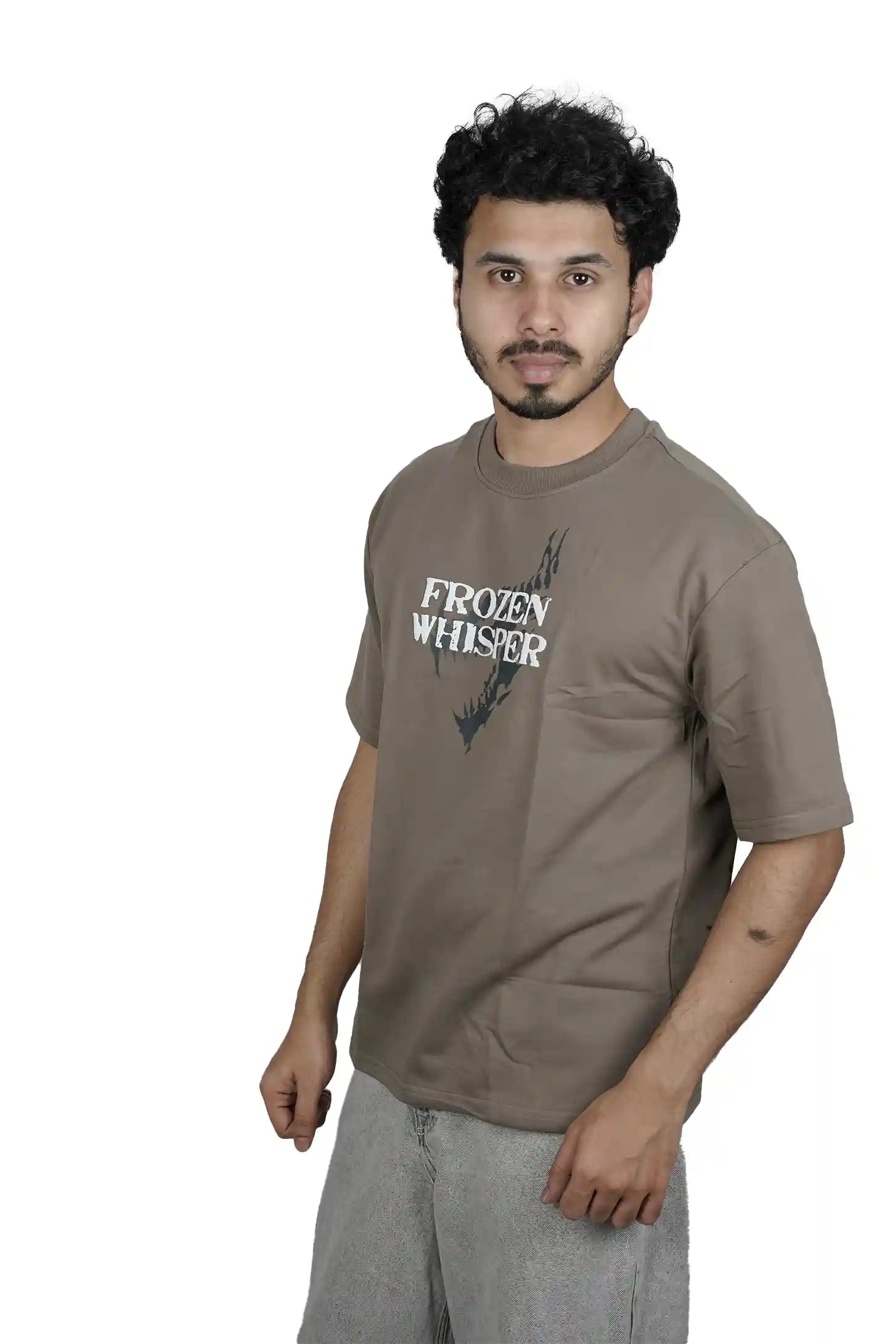 Kapda Kulture grey puff print oversized t shirt for men streetwear styling look