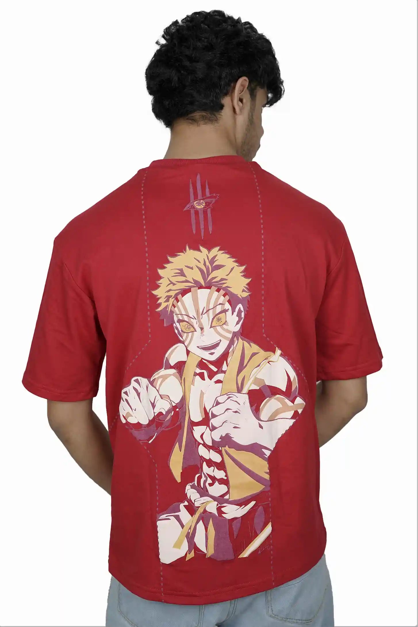 Kapda Kulture red puff print oversized t shirt anime graphic back design streetwear