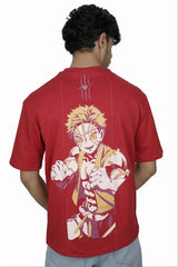 Kapda Kulture red puff print oversized t shirt anime graphic back design streetwear