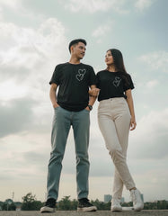 matching couple outfits black t shirts for men and women casual streetwear India Kapda Kulture