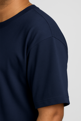 Navy Blue Men Plain T-Shirt