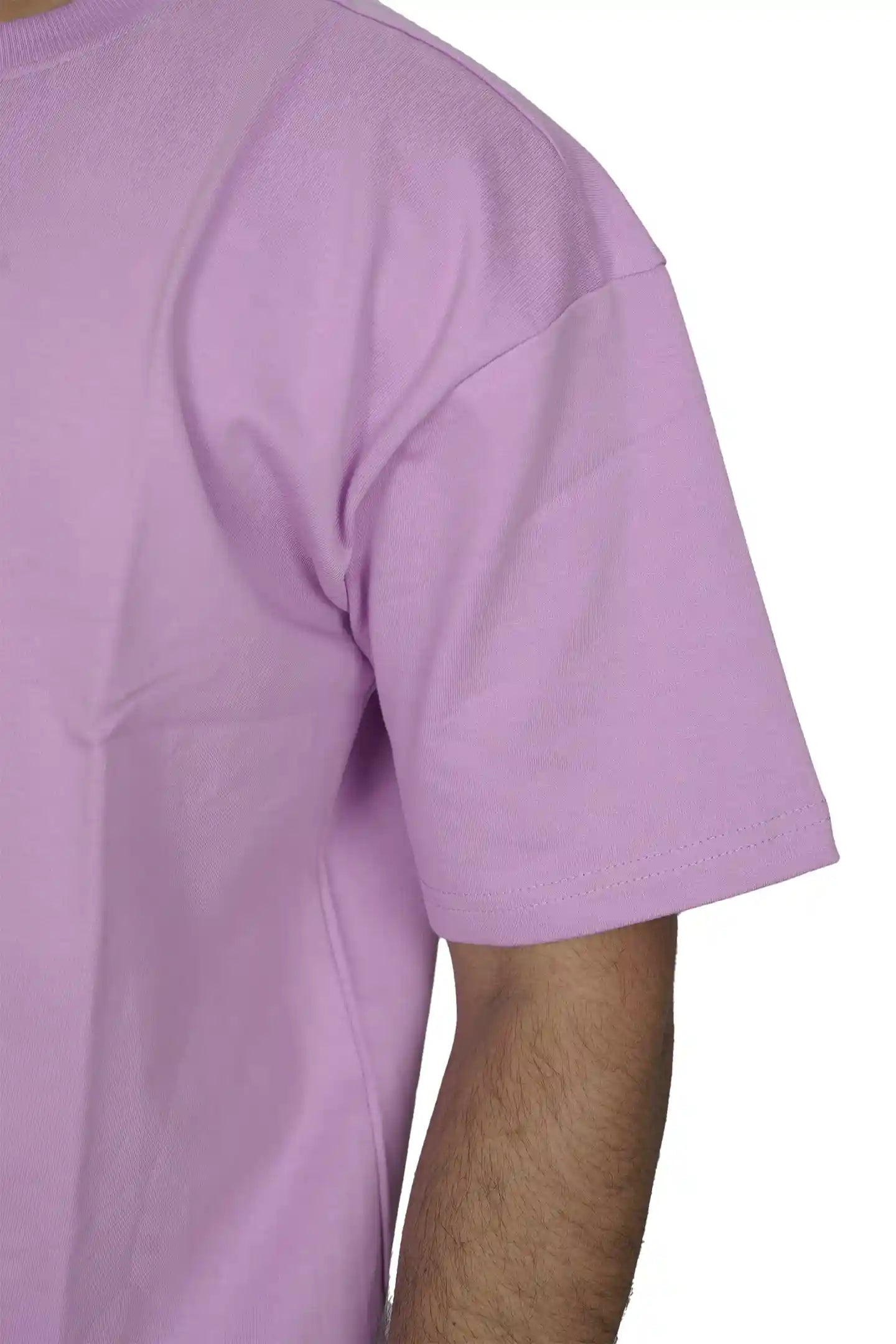 Kapda Kulture pink plain oversized t shirt for men India sleeve detail close-up