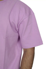 Kapda Kulture pink plain oversized t shirt for men India sleeve detail close-up