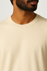 Cream Men Plain T-Shirt