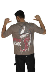 Kapda Kulture brown puff print oversized t shirt symbiote graphic back design streetwear full