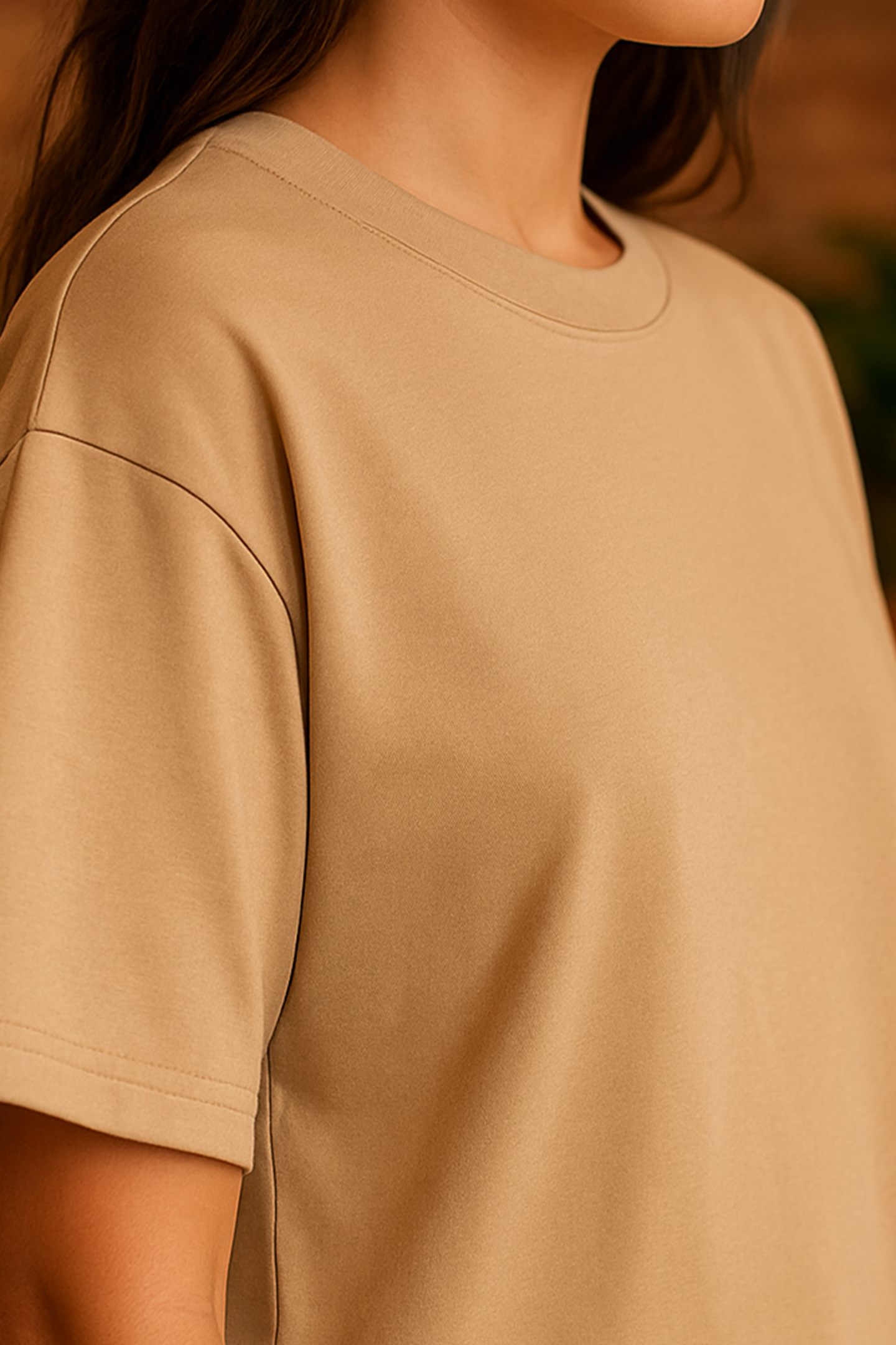 Beige Women Plain T-Shirt