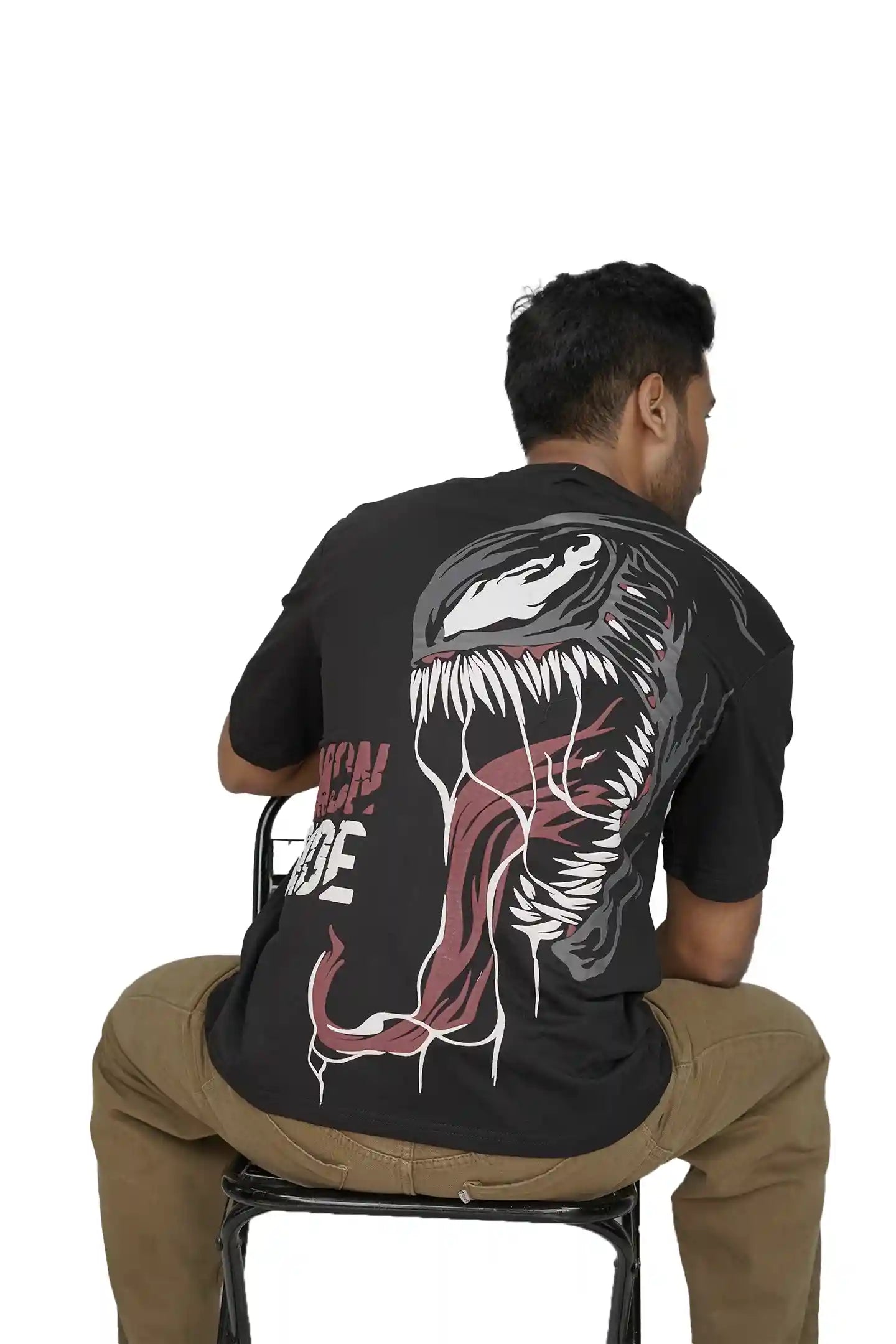 Kapda Kulture black oversized t shirt puff print symbiote graphic back design streetwear