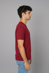 Maroon Men Plain T-Shirt