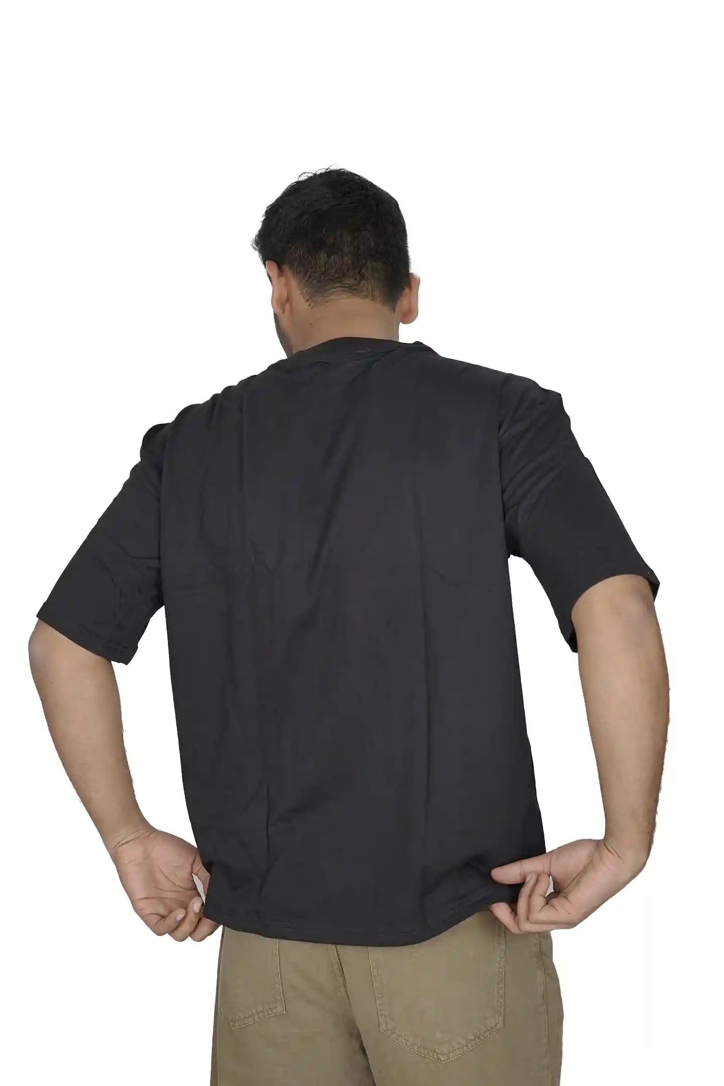 Kapda Kulture black plain oversized t shirt for men India back view