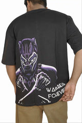 Kapda Kulture black puff print oversized t shirt for men India panther graphic back view