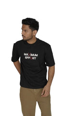 Kapda Kulture black puff print oversized t shirt for men minimal front design streetwear
