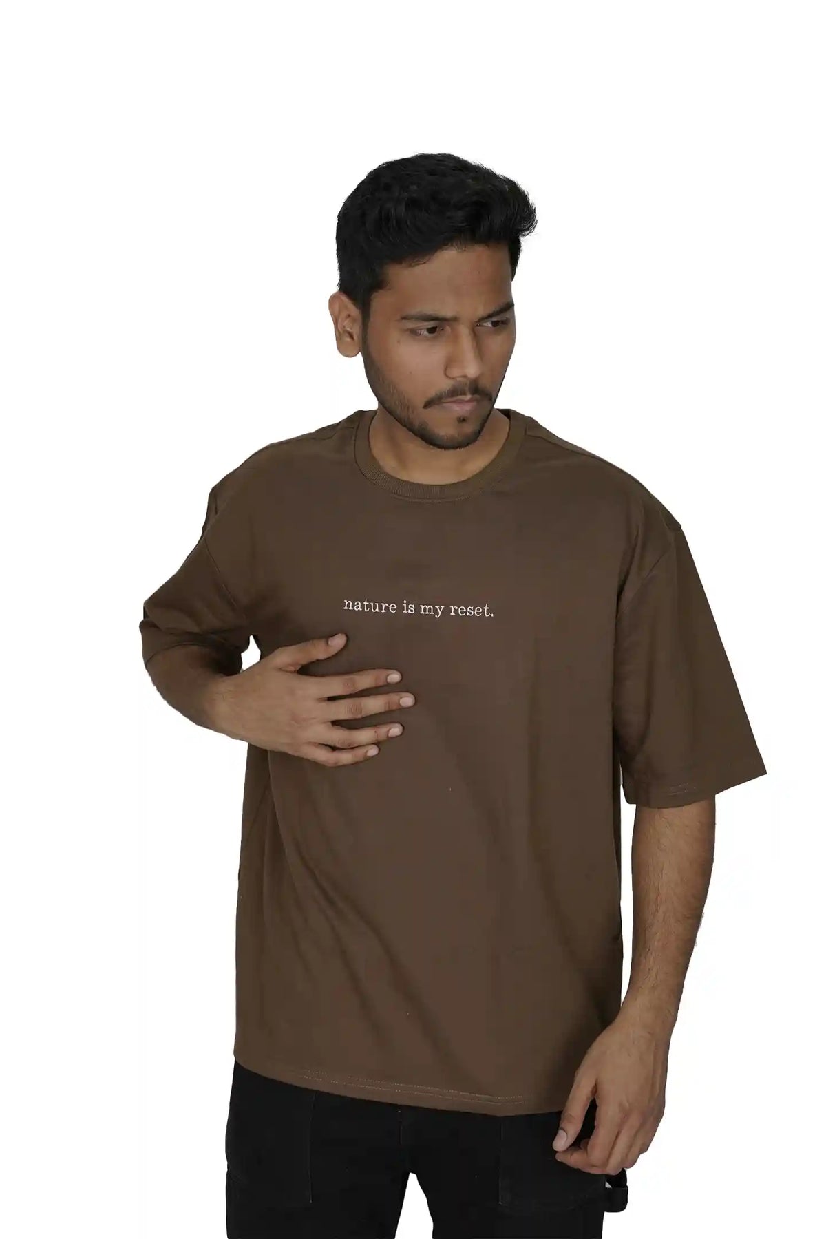 NATURE IS MY RESET Men Embroidery T-Shirt