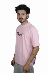 Kapda Kulture pink puff print oversized t shirt for men India graphic side angle