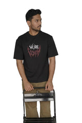 Kapda Kulture black oversized t shirt puff print minimal front design streetwear