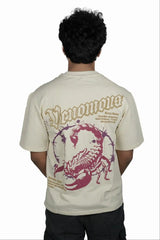Kapda Kulture beige puff print oversized t shirt for men India Lethal Motion graphic back view