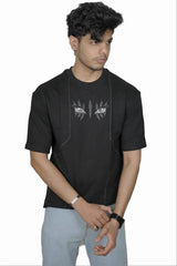 Kapda Kulture black oversized t shirt puff print anime graphic front design streetwear