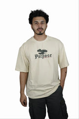 Kapda Kulture beige oversized t shirt puff print purpose typography front design streetwear