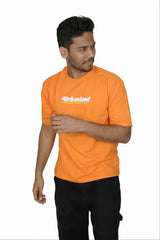 Kapda Kulture orange puff print oversized t shirt streetwear styling look walking 