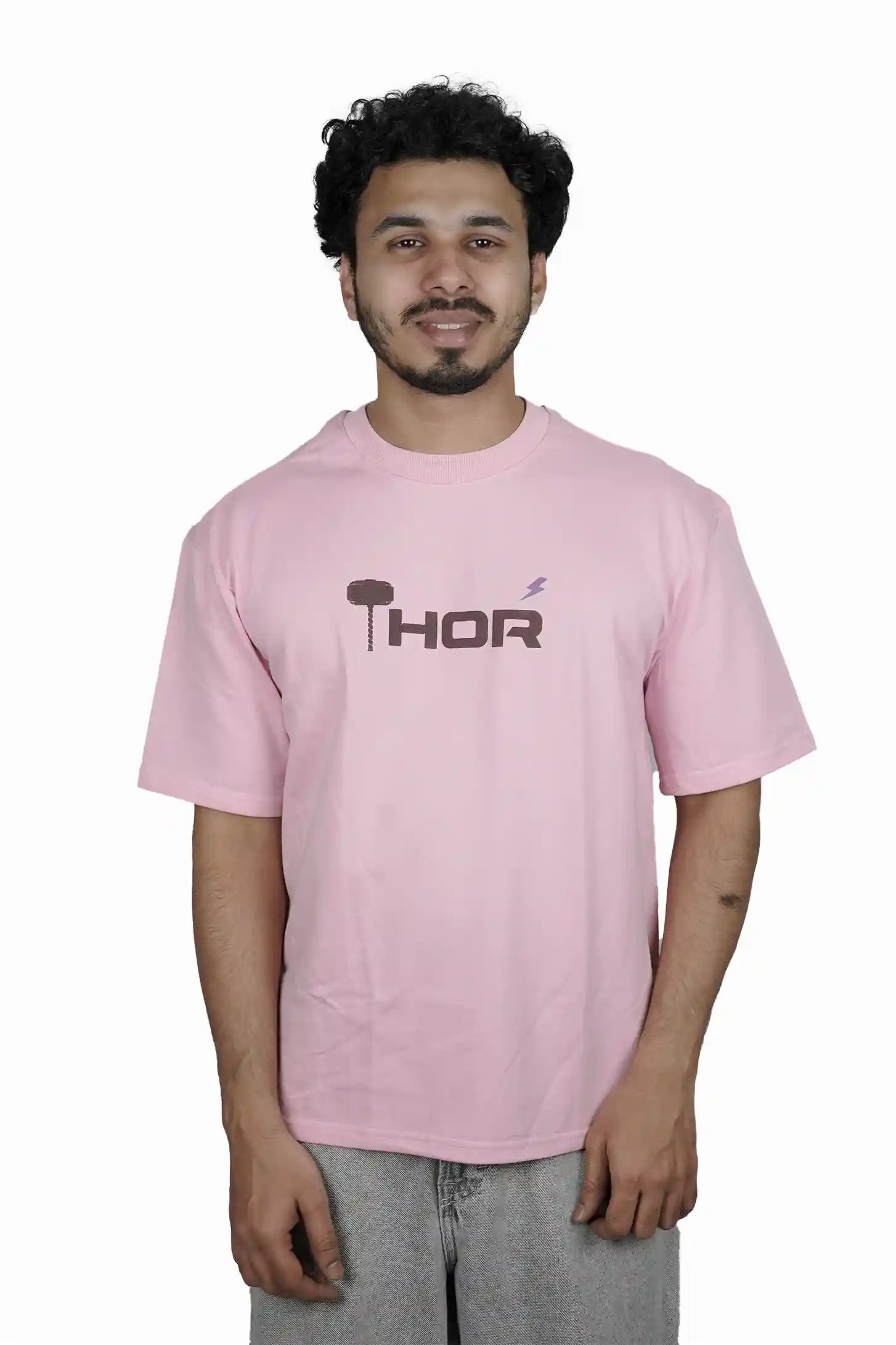 Kapda Kulture pink puff print oversized t shirt for men India graphic front design
