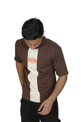 Kapda Kulture brown puff print oversized t shirt for men casual streetwear front styling