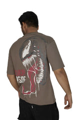 Kapda Kulture brown puff print oversized t shirt symbiote graphic back design streetwear