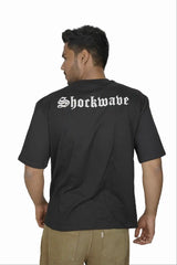 Kapda Kulture black puff print oversized t shirt for men India Fury back view