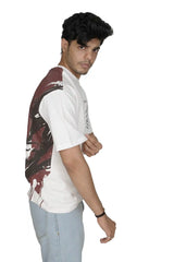 Kapda Kulture beige oversized t shirt puff print streetwear side profile styling