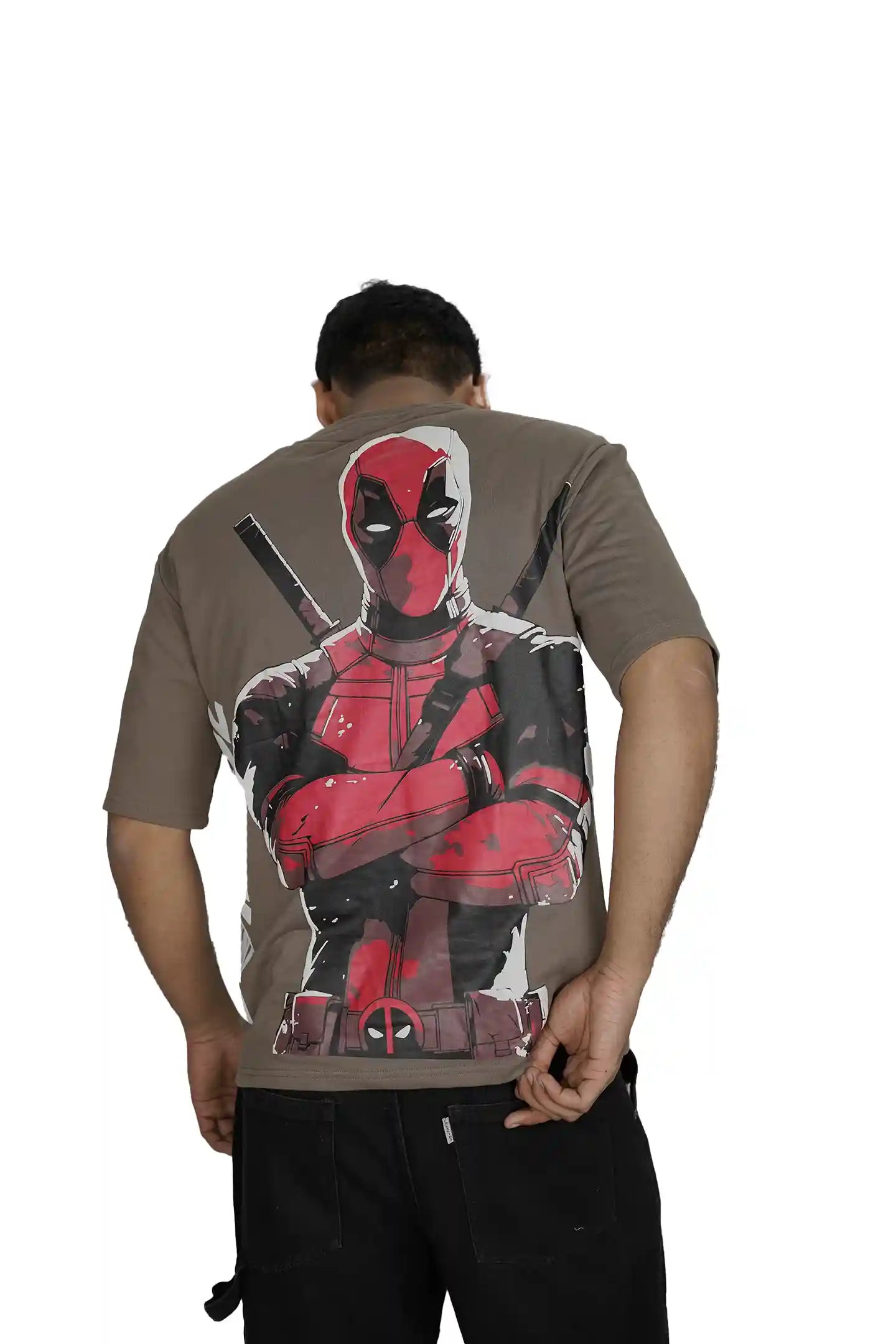 Kapda Kulture brown oversized t shirt puff print comic graphic back  full design streetwear