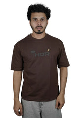 Kapda Kulture brown oversized t shirt puff print streetwear front styling men