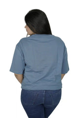 kapda kulture blue plain oversized t shirt for women back view