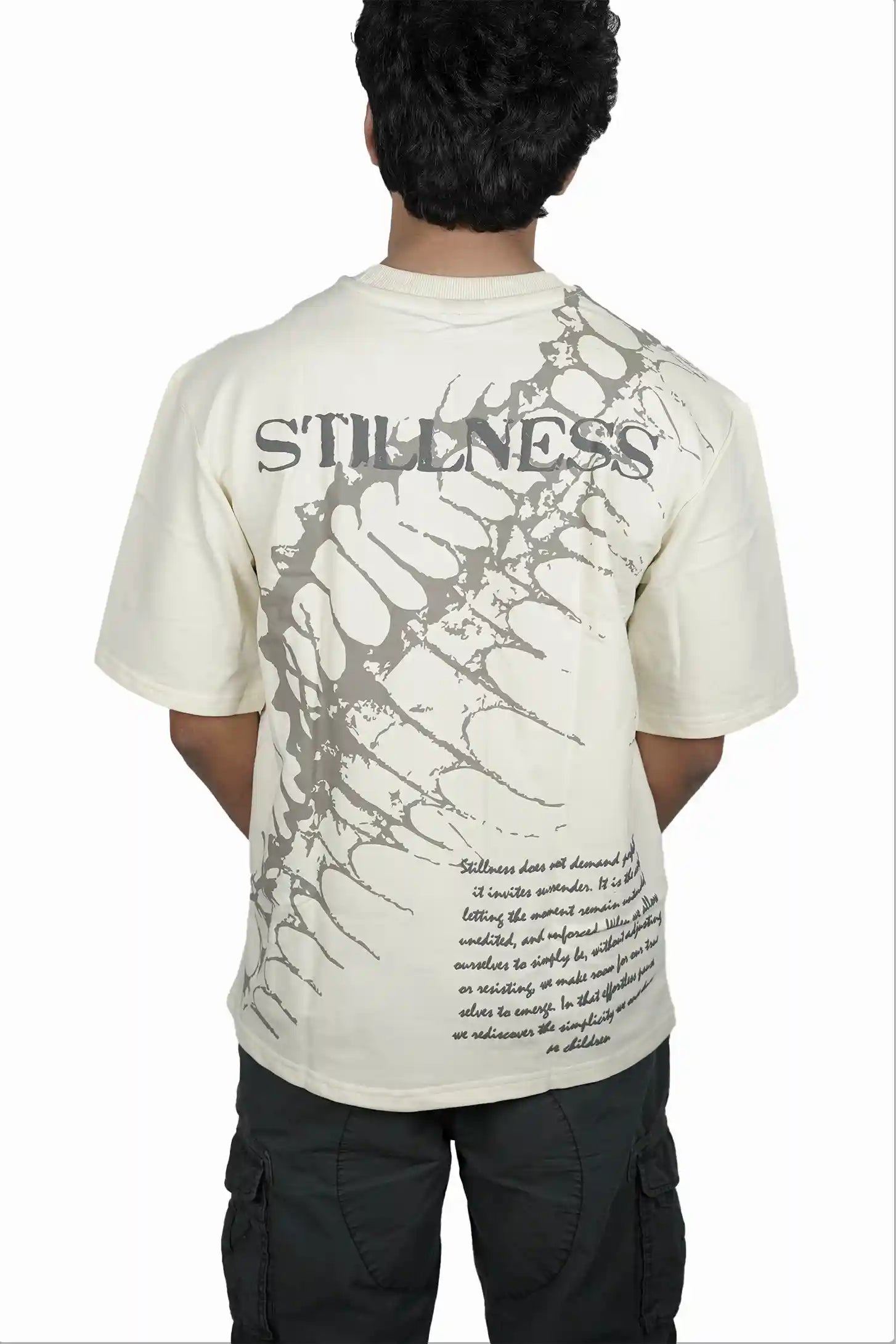 Kapda Kulture beige oversized t shirt puff print graphic back design streetwear look