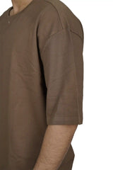 Kapda Kulture chocolate plain oversized t shirt for men India sleeve detail close-up