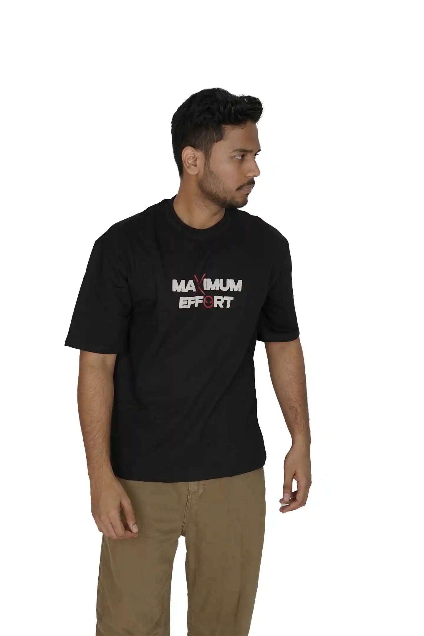 Kapda Kulture black oversized t shirt for men puff print streetwear side profile styling