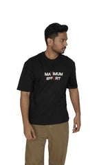 Kapda Kulture black oversized t shirt for men puff print streetwear side profile styling
