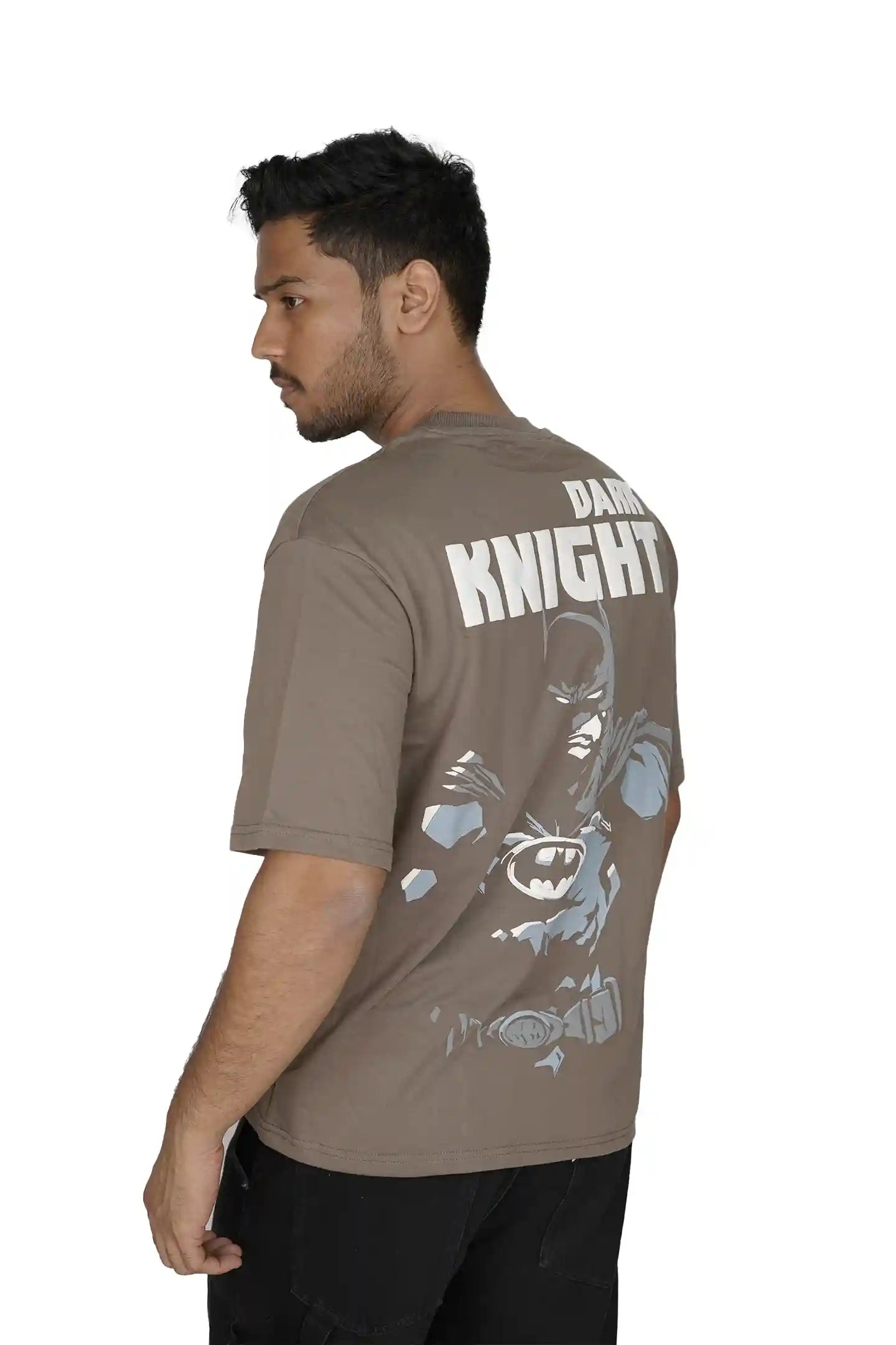 Kapda Kulture grey puff print oversized t shirt for men streetwear side profile styling look