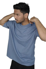 Kapda Kulture blue plain oversized t shirt for men India front view