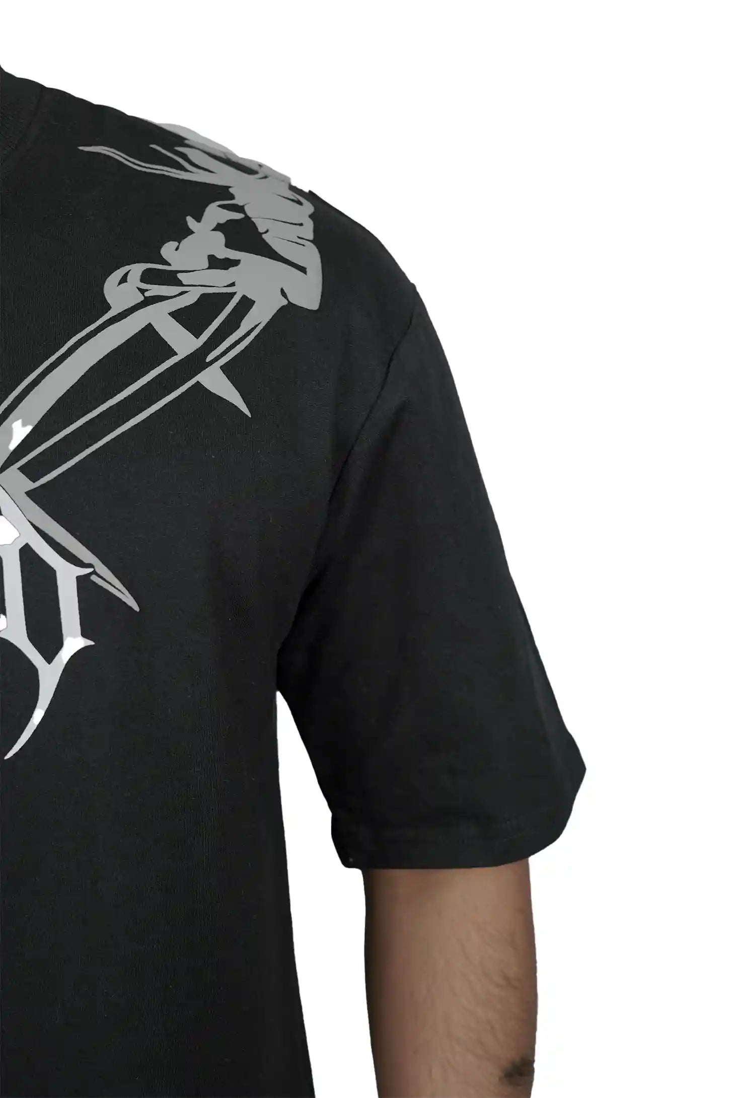 Kapda Kulture black puff print t shirt skeleton graphic close up detail streetwear