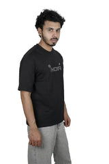 Kapda Kulture black oversized t shirt for men puff print streetwear side profile styling