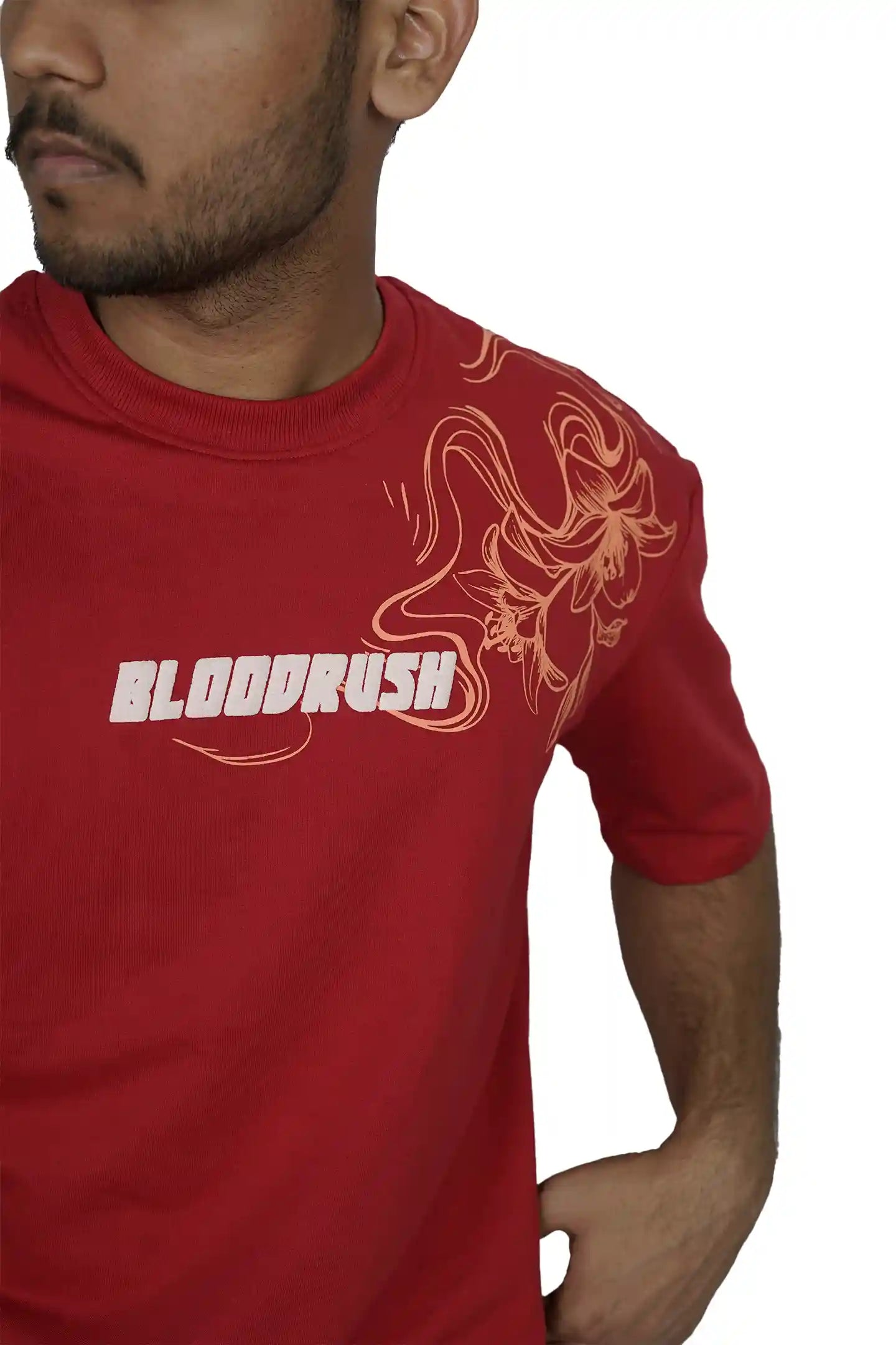Kapda Kulture red puff print oversized t shirt bloodrush logo front design streetwear