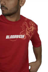 Kapda Kulture red puff print oversized t shirt bloodrush logo front design streetwear