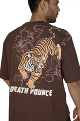 Kapda Kulture brown oversized t shirt puff print tiger graphic back design streetwear