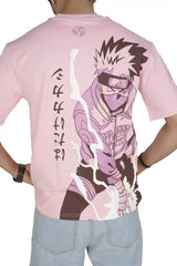 Kapda Kulture pink puff print oversized t shirt for men India anime graphic back design