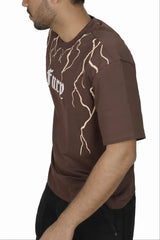Kapda Kulture brown puff print oversized t shirt for men India Fury side view