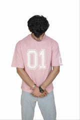 Kapda Kulture pink puff print oversized t shirt for men streetwear styling side profile